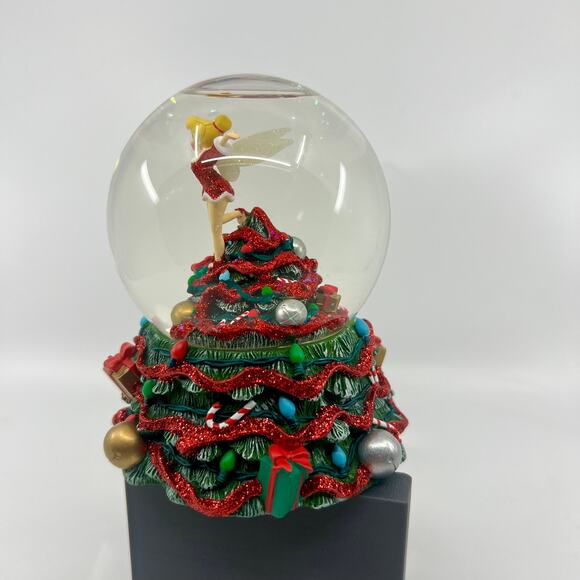 Vintage Beautiful Disney Peter Pan Tinkerbell Snow Globe with Christmas Tree - Picture 2 of 7